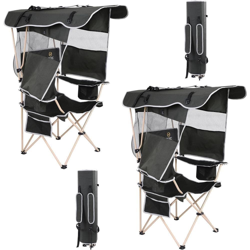 MUKE Camping Chair with Canopy, Chair with Shades, Folding Chair