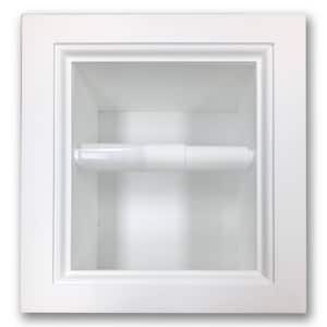 Tripoli Recessed Toilet Paper Holder in White Enamel Solid Wood with Wall Hugger Frame
