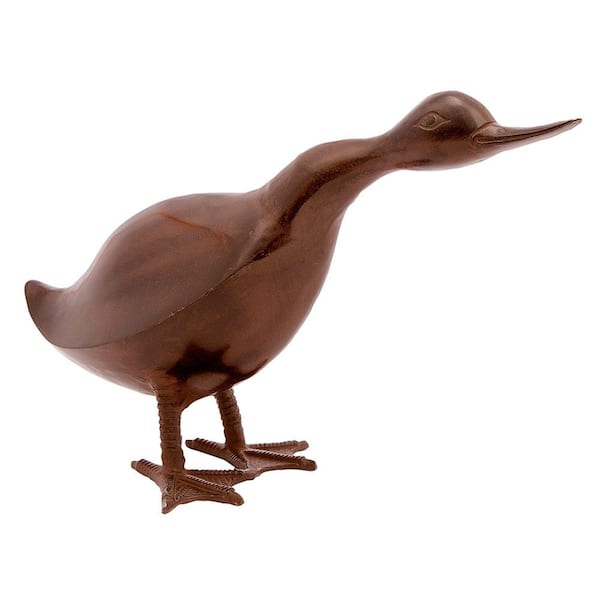 Achla Designs Hello Duck with Extended Neck Outdoor Garden Statue, 13 in. Tall, Bronze