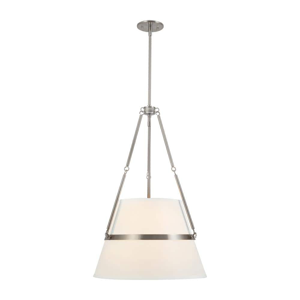 Oliver 18-in Brushed Nickel Pendant with White Linen Shade price history on PriceWatchPro