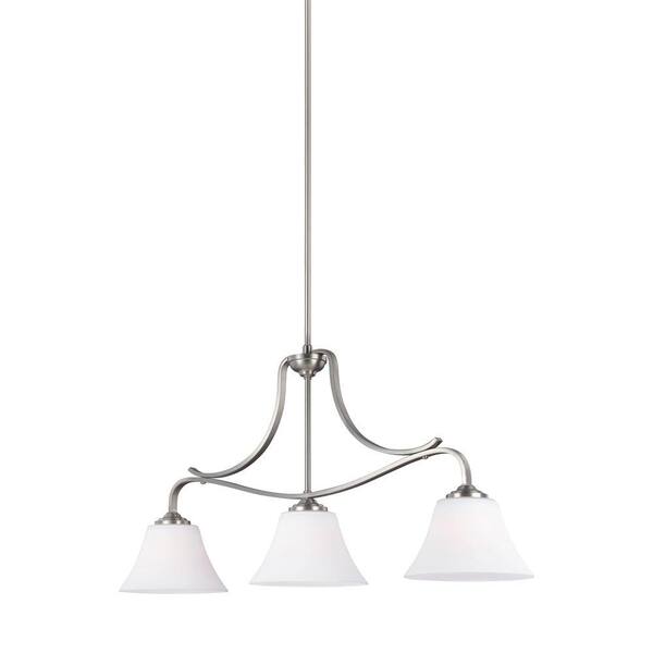 Generation Lighting Hamlet 3-Light Satin Nickel Billiard Island Chandelier Shade