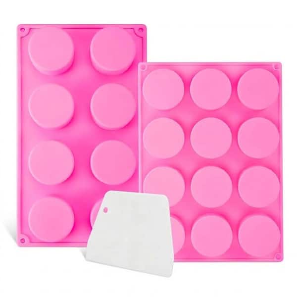 3PCS Silicone Cake Puck Mold Set 12-Cavity Cake Pop Mold and 8-Cavity Deep Mold for Chocolate Desserts