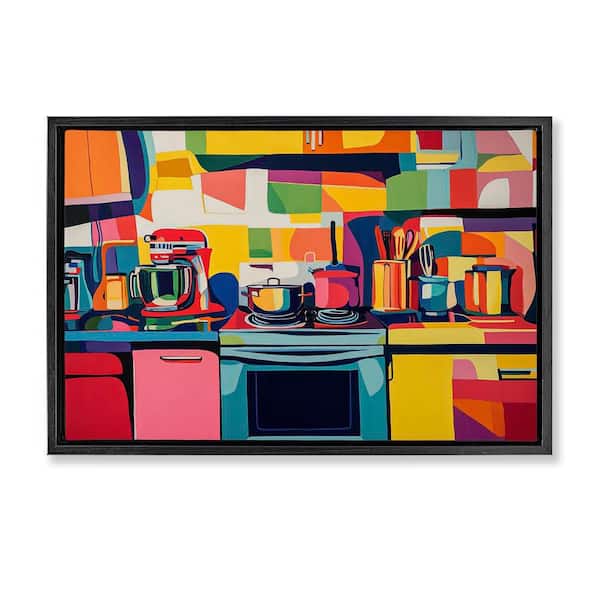 Stupell Industries Whimsical Hued Kitchen by LSR Design Studio Black Floater Frame Home Graphic Art Print 17 in. x 25 in.