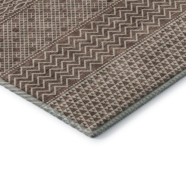 Mayfield Premium Machine Washable Abstract AMF939 Brown 2 ft. 3 in. x 7 ft. 6 in. Runner Rug