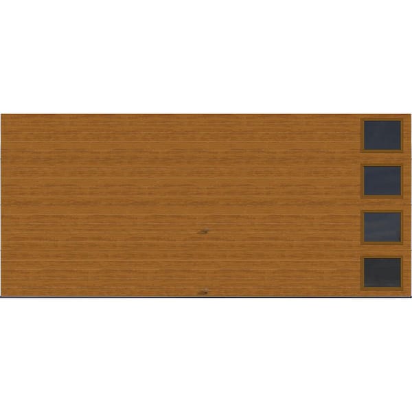 Modern Steel 16 ft. X 7 ft. 18.4 R-Value Insulated Wood Look Medium Garage Door with Windows