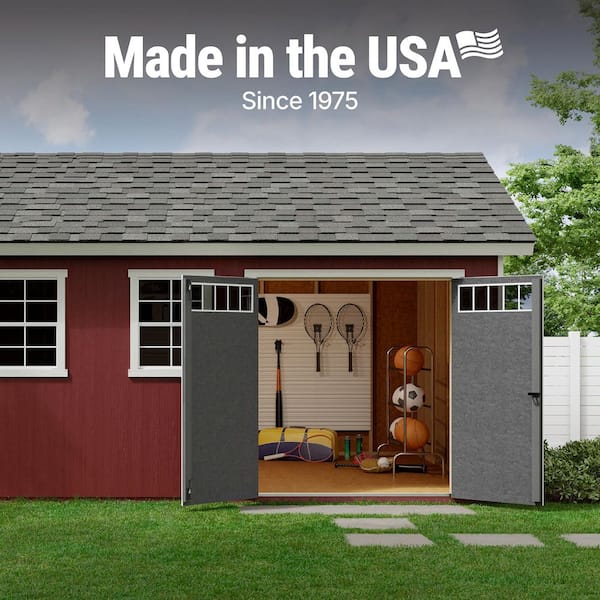 Pro Assembled Scarsdale 12 ft. x 16 ft. Wood Shed with Floor - Outdoor Storage with Black Shingles (192 sq. ft.)