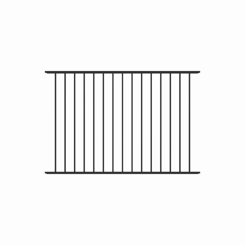 Dillon 2 Rail Flat Top 4 ft. H x 6 ft. Black Aluminum Pre-Assembled Flat Top Spaced Picket Fence Panel price history on PriceWatchPro