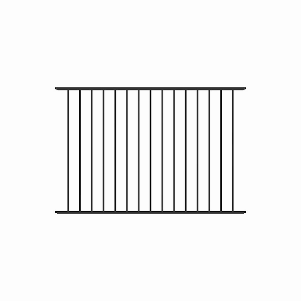 Dillon 2 Rail Flat Top 4 ft. H x 6 ft. Black Aluminum Pre-Assembled Flat Top Spaced Picket Fence Panel