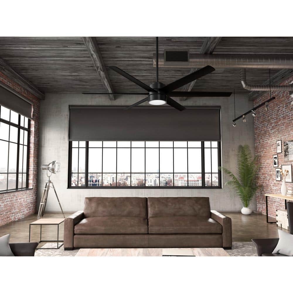 Solaria 72" Matte Black Outdoor Ceiling Fan with LED Light