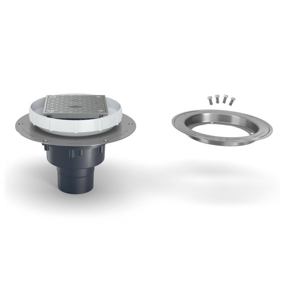 Zurn 5 in. ABS Cleanout with Nickel Bronze Cover, Stainless Steel Deck Plate, Clamp Collar, and