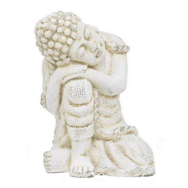 THREE HANDS 7 in. x 3.75 in. Resting Buddha in White