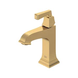 Town Square S Single-Handle Single-Hole Bathroom Faucet with Drain Assembly 1.2 GPM in Brushed Cool Sunrise