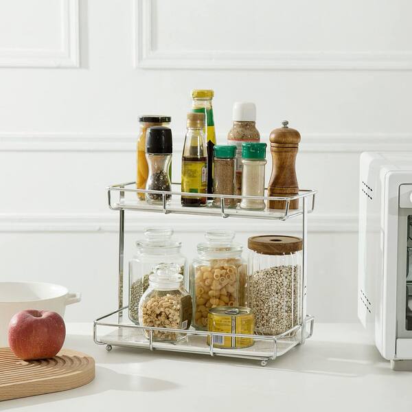 Numhew Sliver L-2 Tier Bathroom Countertop Organizer Perfume