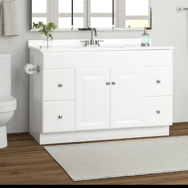 Wyndham 48 in. 2-Door 4-Drawer Bath Vanity Cabinet Only in Semi-Gloss White (Ready to Assemble)