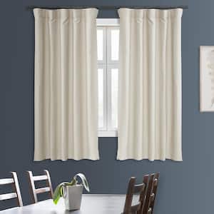 Oat Cream Textured Bellino Room Darkening Curtain - 50 in. W x 63 in. L Rod Pocket with Back Tab Single Curtain Panel