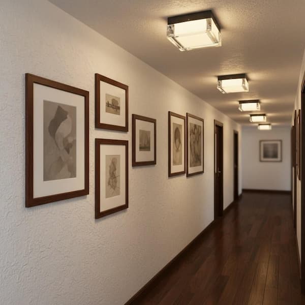 8 in. Black Ceiling Light, 24W LED Flush Mount with Dimmable 3-Color for Bathroom Hallway Close No Bulbs Included