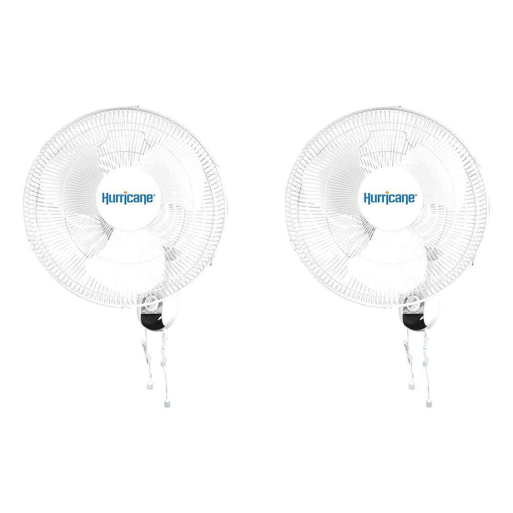 Hurricane 16 in. 3 Fan Speeds Wall Fan in White (2-Pack)