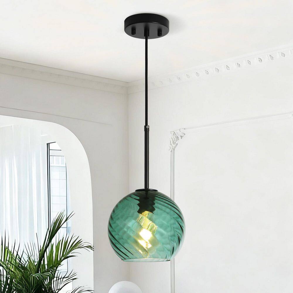 Jasslynn 60W 7.87 in. Adjustable Modern Island Pendant Light with Dark Green Globe Glass Shade for Living Dinning Room price history on PriceWatchPro