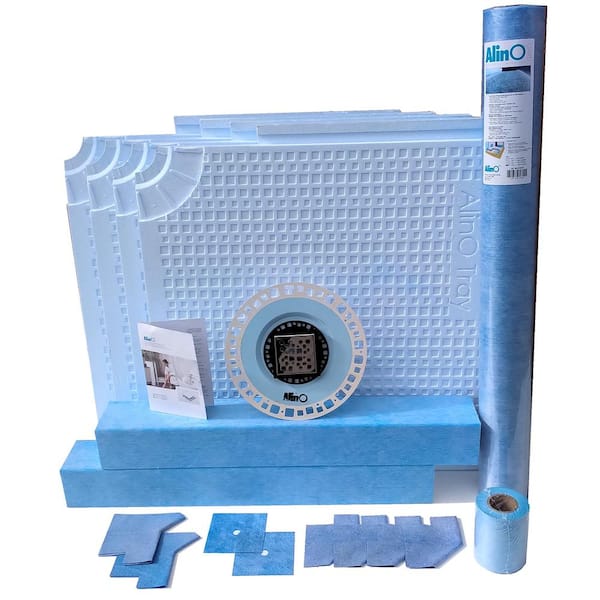 ALINO PVC Center Drain Shower Kit with 2-in-1 (Stainless steel/Tile Insert) Nickel Drain (upto 60 in. x 60 in.)