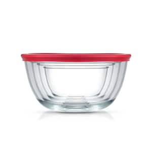 JoyJolt Joyful Red 4-Glass Mixing Bowls Set with Airtight Lids