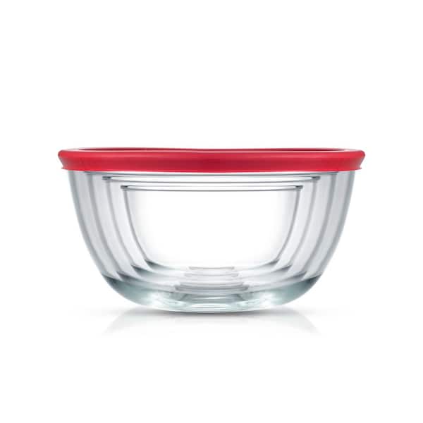 JoyJolt Joyful by Joyjolt Red 4-Glass Mixing Bowls Set With Airtight Lids