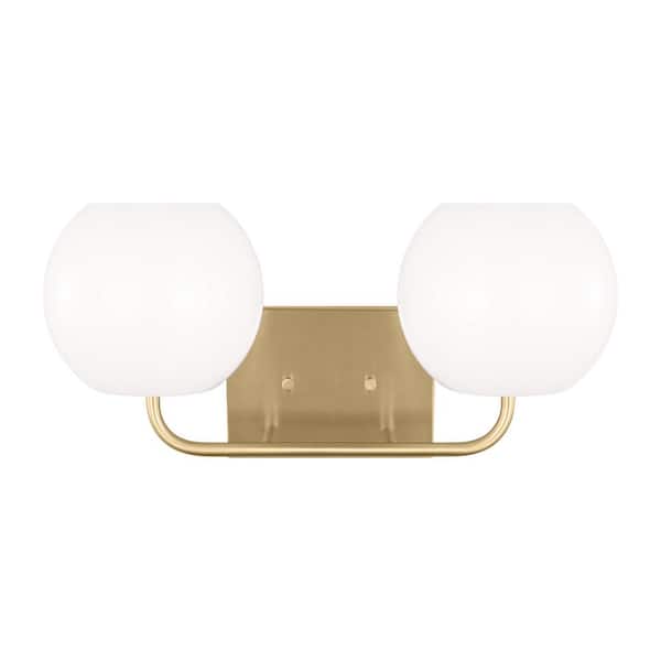 Generation Lighting Rory Medium 18 in. 2-Light Satin Bronze Bathroom Vanity Light with Opal Glass Shades