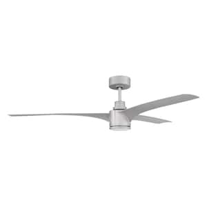 Phoebe 60 in. Indoor/Damp Painted Nickel Ceiling Fan with Smart Wi-Fi Enabled Remote and LED Optional Light Kit Included