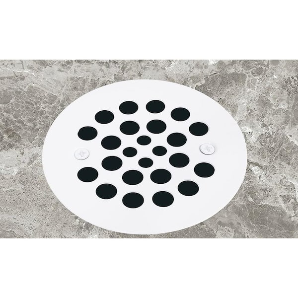 Dyiom 4.25 in. W x 4.25 in. D White Shower Strainer Drain Trim Set, Screw  in Shower Strainer Drain Cover - Yahoo Shopping
