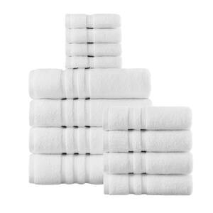 Highly Absorbent Micro Cotton White 12-Piece Bath Towel Set