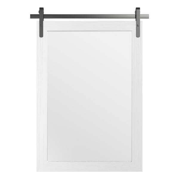 CLAVIE 18 in. W x 26 in. H Medium Rectangular Mirror Wood Framed Wall Mounted Mirrors Bathroom Vanity Mirror in White