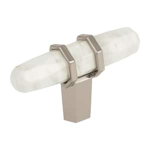 Carrione 2-1/2 in. 64 mm Marble White/Polished Nickel Cabinet Knob