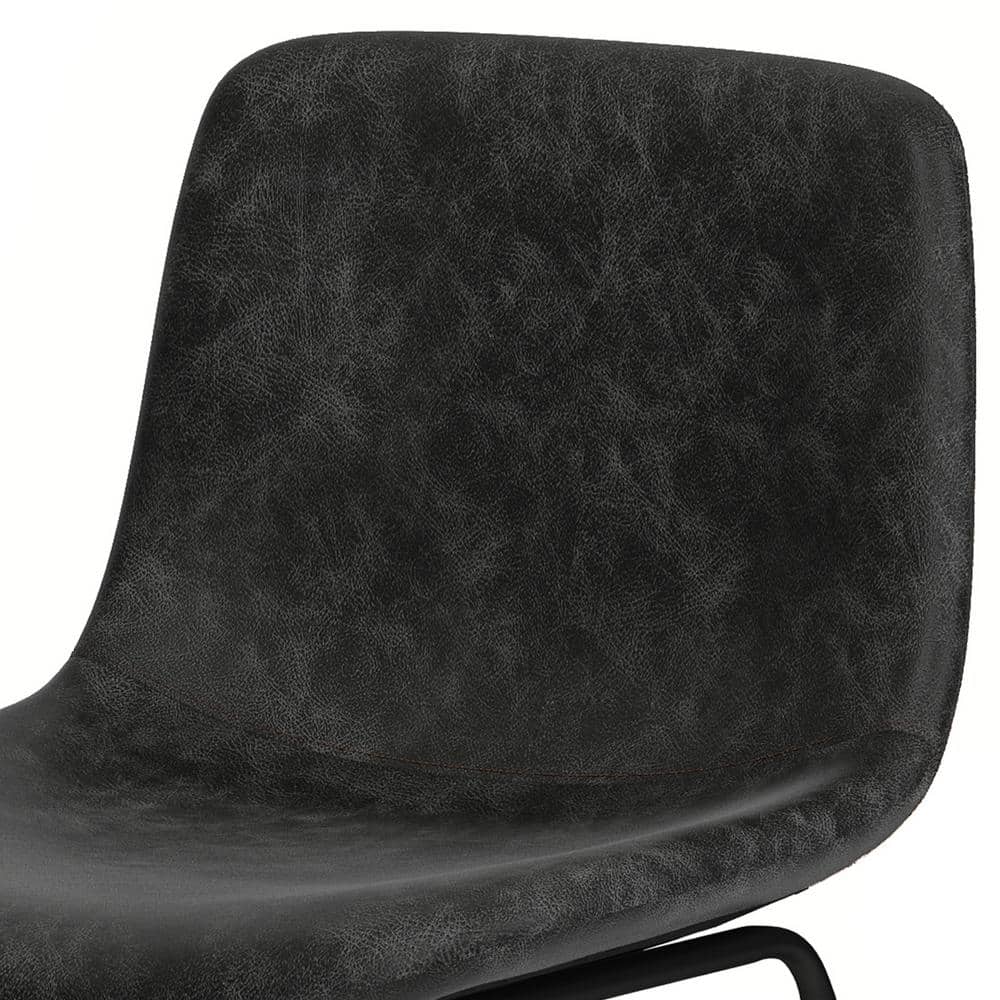 Jolie Distressed Charcoal Grey Faux Leather Counter Height Stools