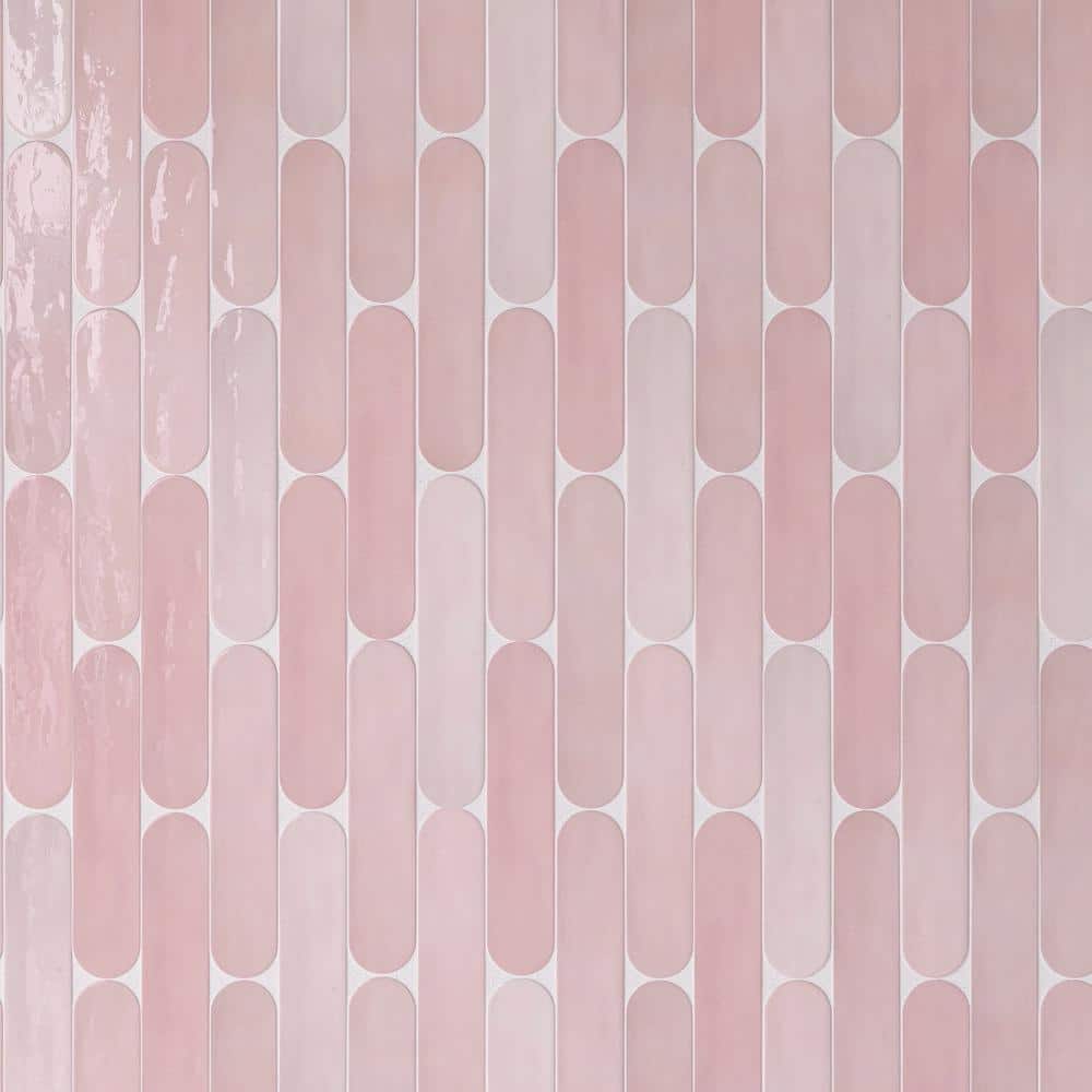 Rosa Pink Polished Ceramic Subway Wall Tile 2x9