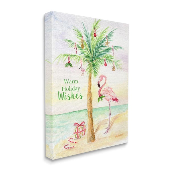 Stupell Industries Tropical Flamingo Christmas Nautical Palm Tree by Melissa Hyatt LLC Unframed Print Abstract Wall Art 36 in. x 48 in.