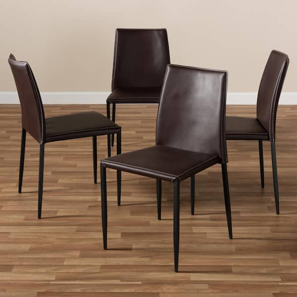 chocolate brown faux leather dining chairs