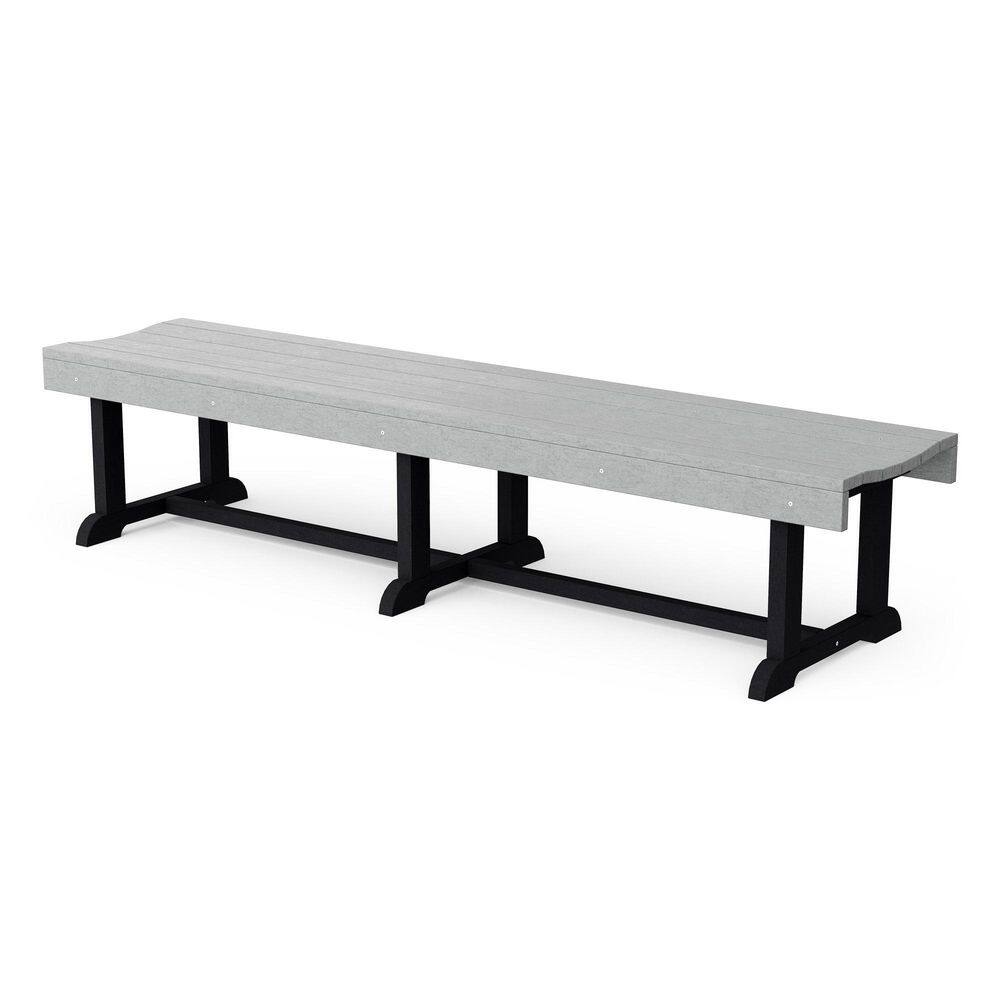 Heritage 68 in. Light Gray and Black HDPE Plastic Outdoor Patio Backless Bench price history on PriceWatchPro