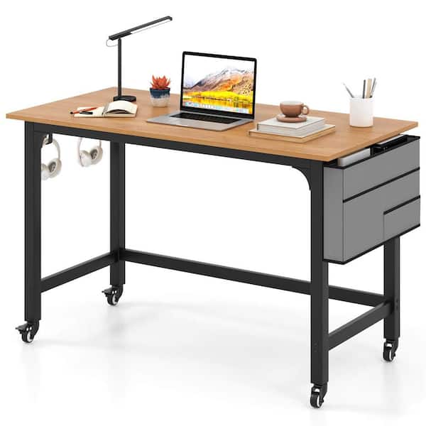 Costway Product Width Rectangle Black Metal 4-Drawer Computer Writing Desk