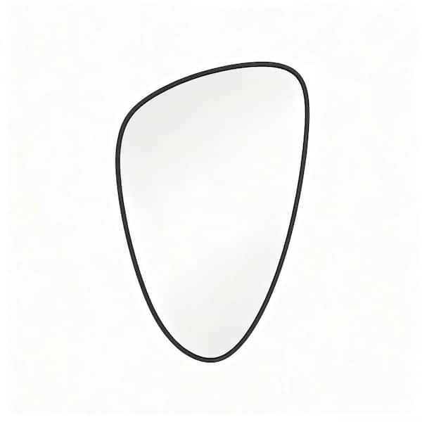 Black 23 in. W x 36 in. H Modern Asymmetrical Aluminum Framed Mirror for Bathroom Living Room