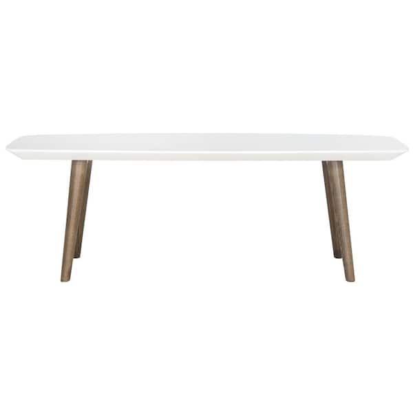 SAFAVIEH Josiah 48 in. White/Dark Brown Wood Coffee Table