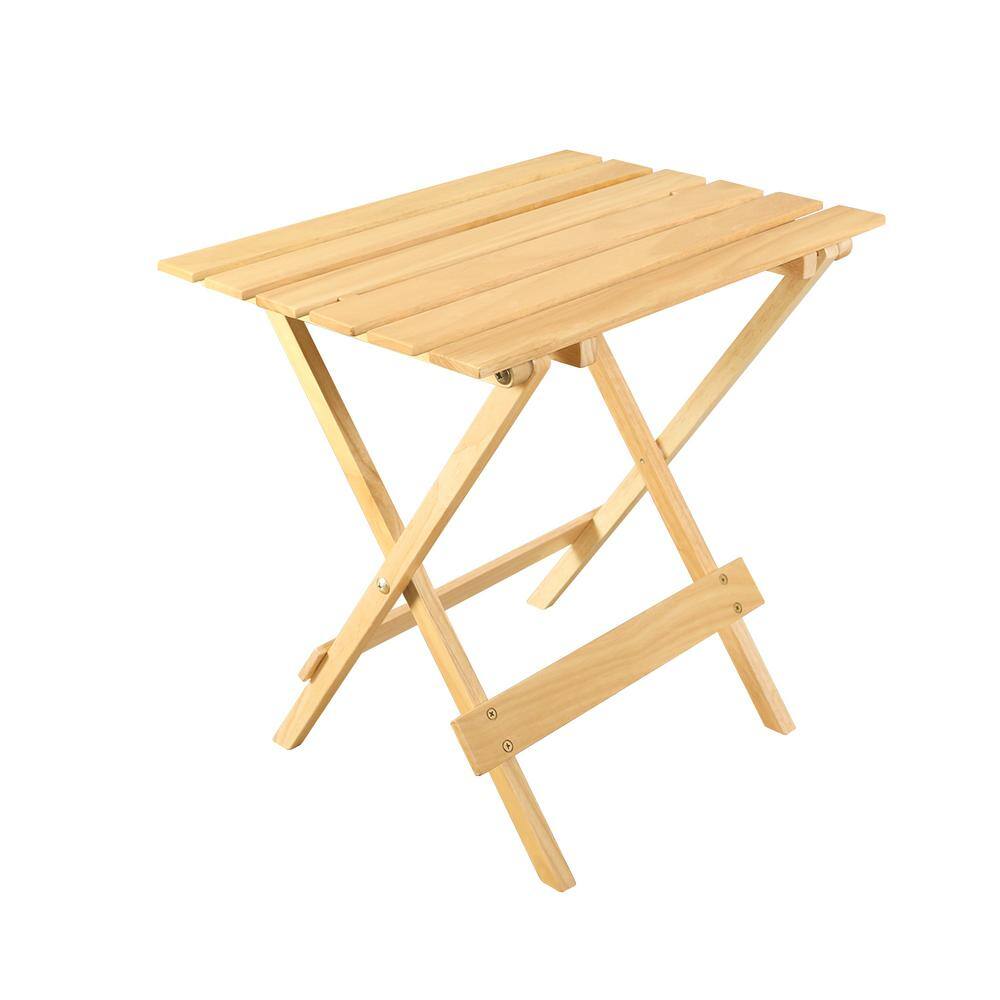 Natural Pine Solid Wood Folding End Table Set
