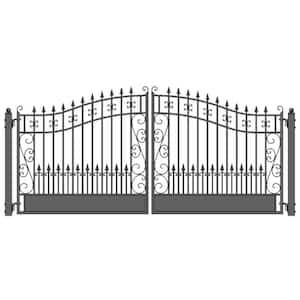 Venice Style 14 ft. x 6 ft. Black Steel Dual Driveway Fence Gate