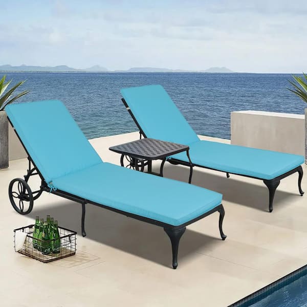 unique choice 2 PCS Outdoor Patio Chaise Lounge Chair Cushion Replacement Seat Cushion, Sky Blue