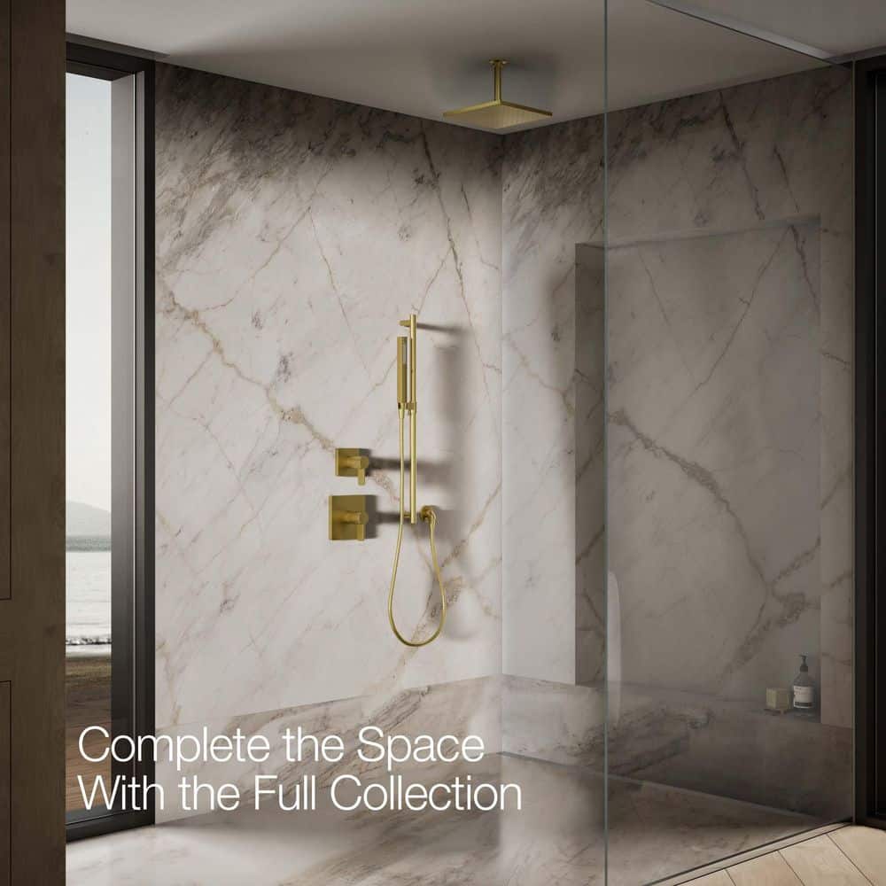 Vibrant Brushed Moderne Brass Square Rain Showerhead