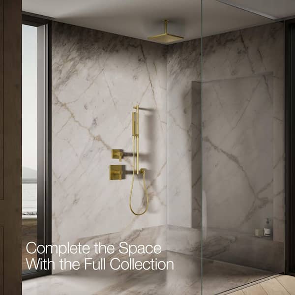 KOHLER Honesty 1-Spray Patterns with 2.5 GPM 10 in. Wall Mount Fixed Shower Head in Vibrant Brushed Moderne Brass