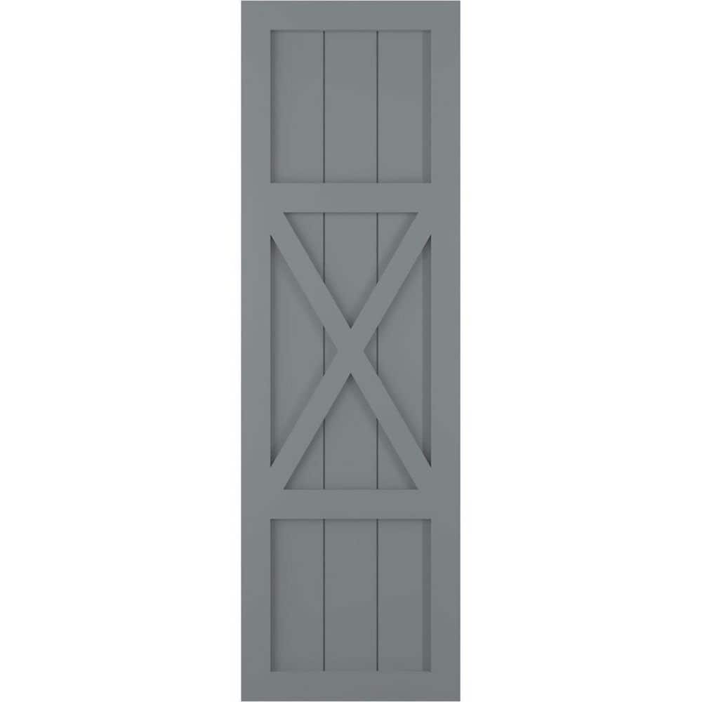 12 in. x 44 in. True Fit PVC Center X-Board Farmhouse Fixed Mount Board and Batten Shutters Pair in Ocean Swell price history on PriceWatchPro
