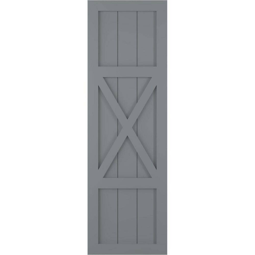 12 in. x 46 in. True Fit PVC Center X-Board Farmhouse Fixed Mount Board and Batten Shutters Pair in Ocean Swell price history on PriceWatchPro