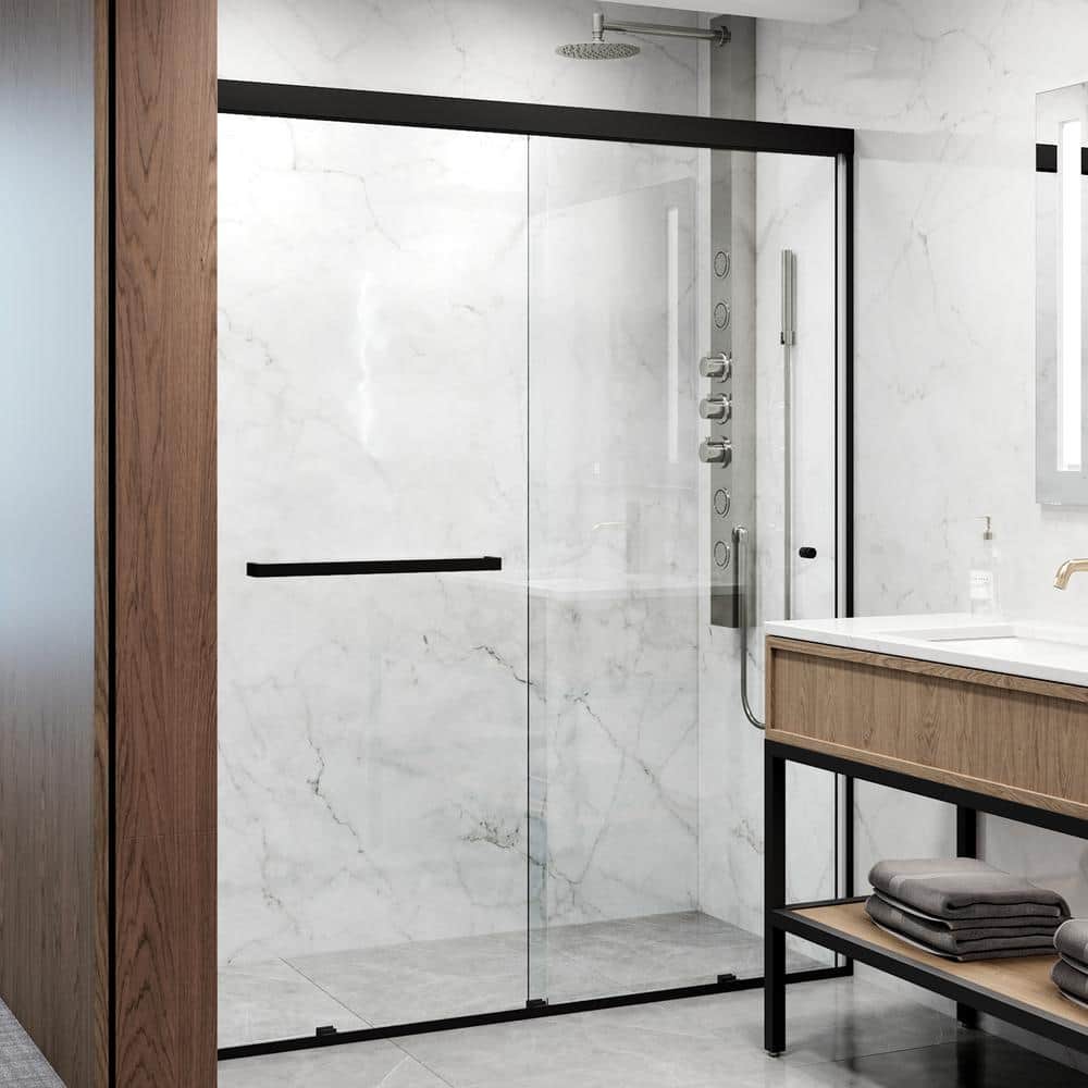 VIGO Satro 56 to 60 in. W x 74 in. H Double-Sliding Framed Door in