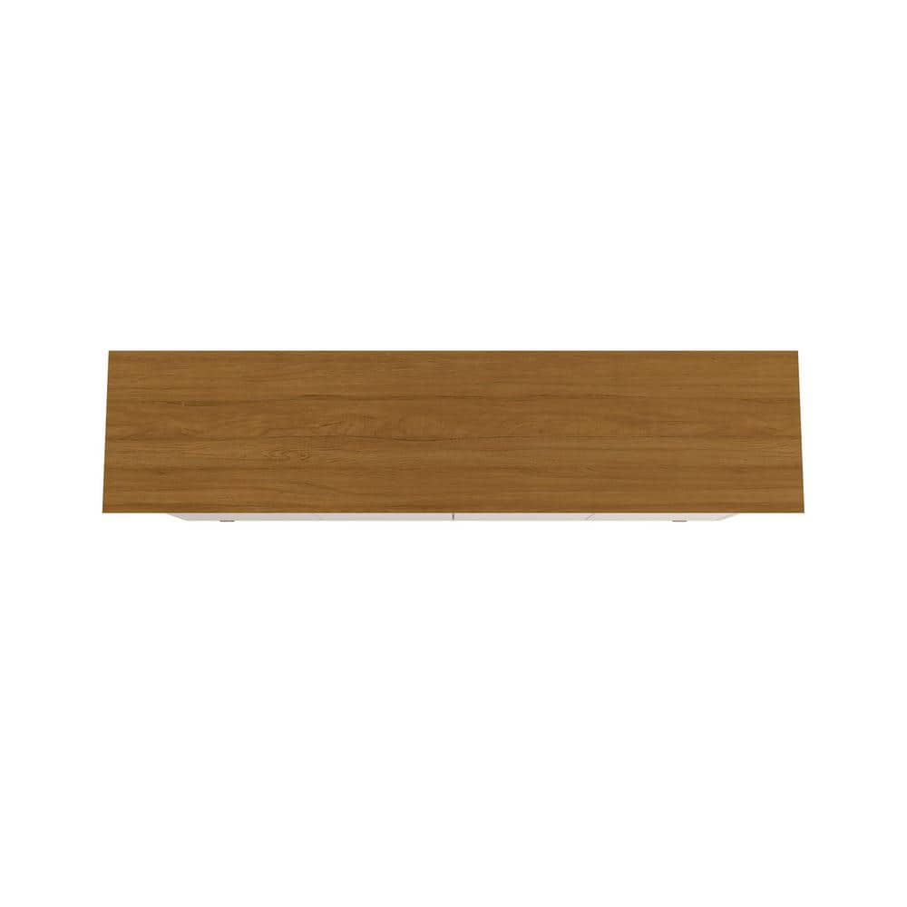 Off White and Cinnamon Mid-Century Modern Sideboard with Solid Wood Legs