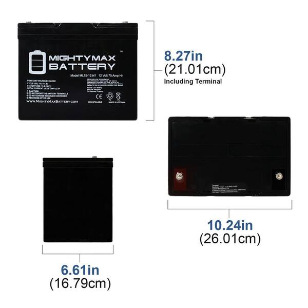 Mighty Max ML75-12 12V 75Ah SLA Battery - Replacement For Wayne WSB1275
