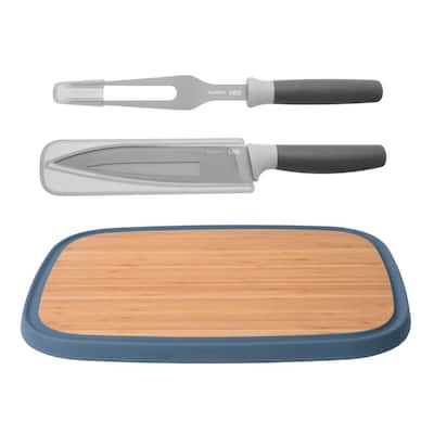 Leo 3-Piece Blue and Gray Carving Set